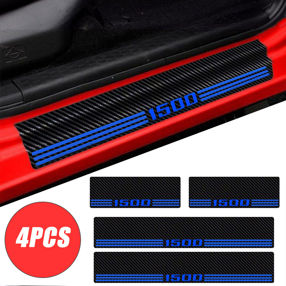 4-Piece Protective Stickers for Ram 1500 Carbon Fiber Automotive Door and Window Panel Covers (Blue) n