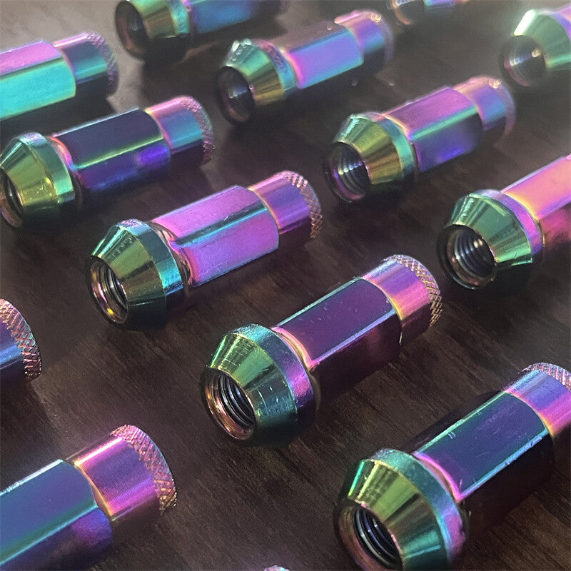 20pcs M12x1.5 Lug Nuts 48mm Steel Open End Wheel Nuts Bolts w/ Socket Colorful Q