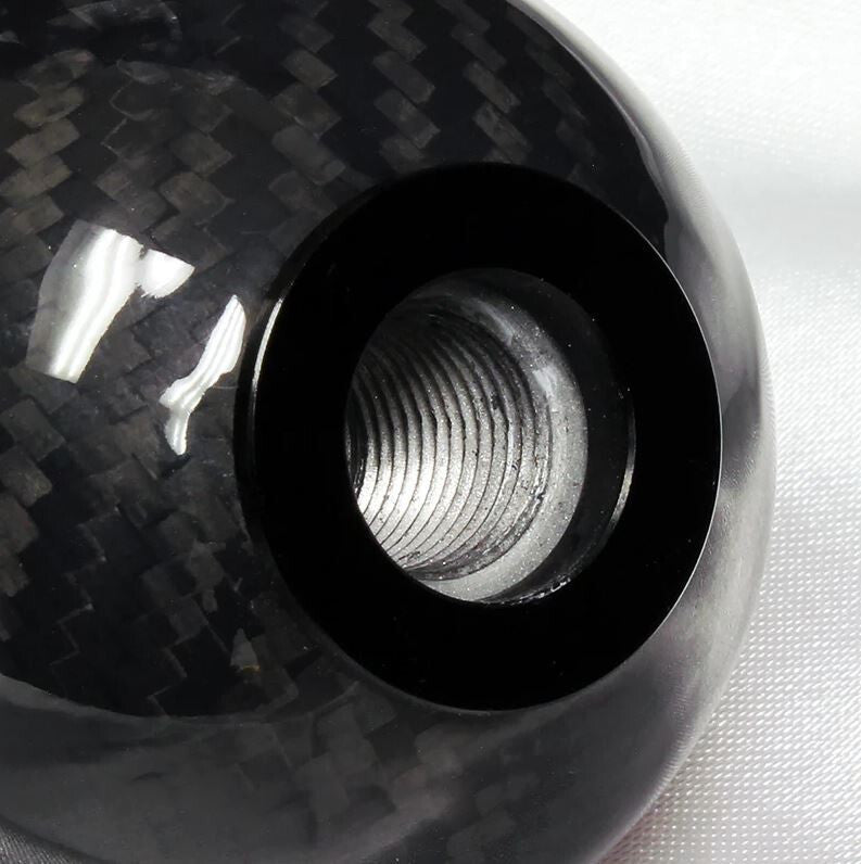 Car Shift Knob 5-speed Mugen, black carbon fiber with red and silver stitching, for Honda for Acura .