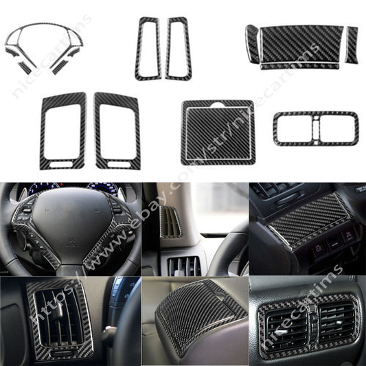 16Pcs Carbon Fiber Car Interior Full Set Trim Kit for Infiniti G37 Sedan 2010-13