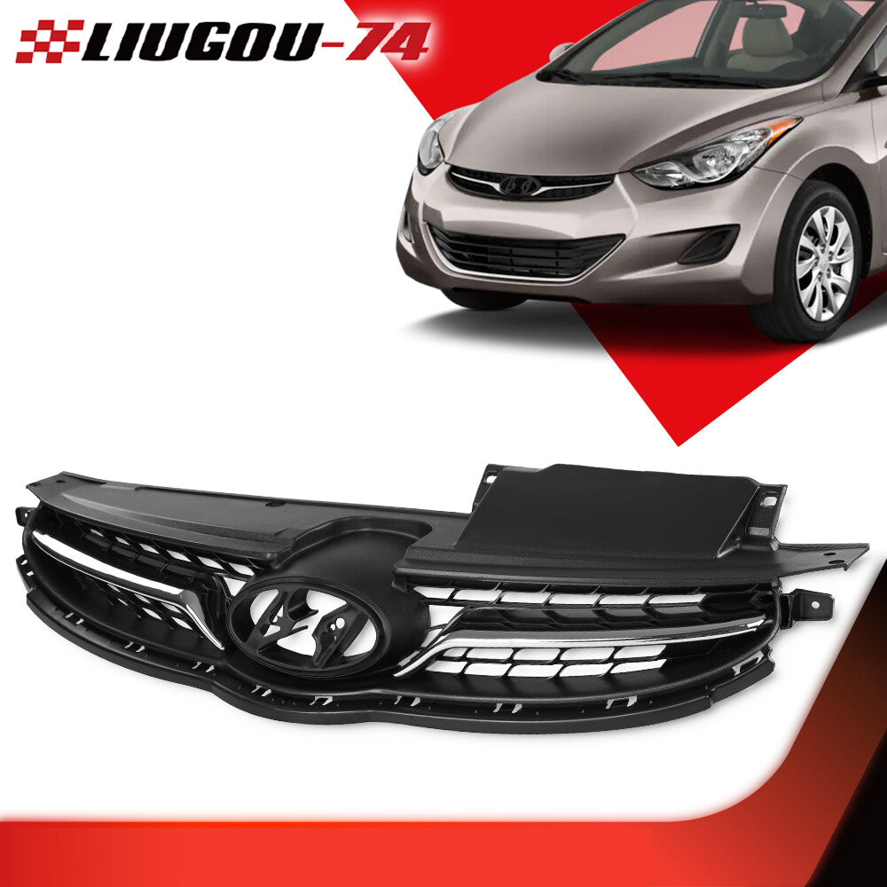 Front Grille Grill Assembly 3FGT15 Fits 2011 2012 2013 for Hyundai for Elantra Silver - v