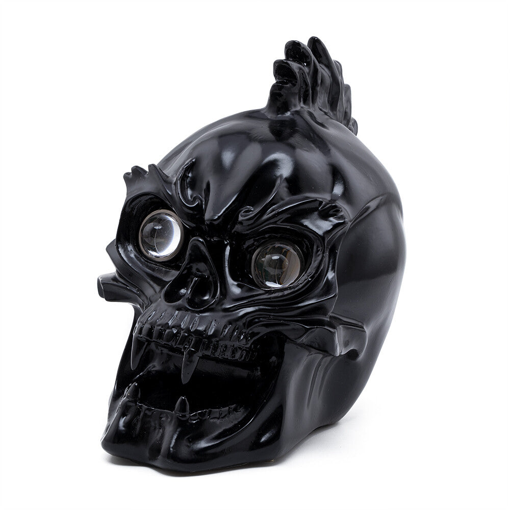 Motorcycle Black LED Skull Headlight Lamp for Harley Choppers Cruiser Custom Q