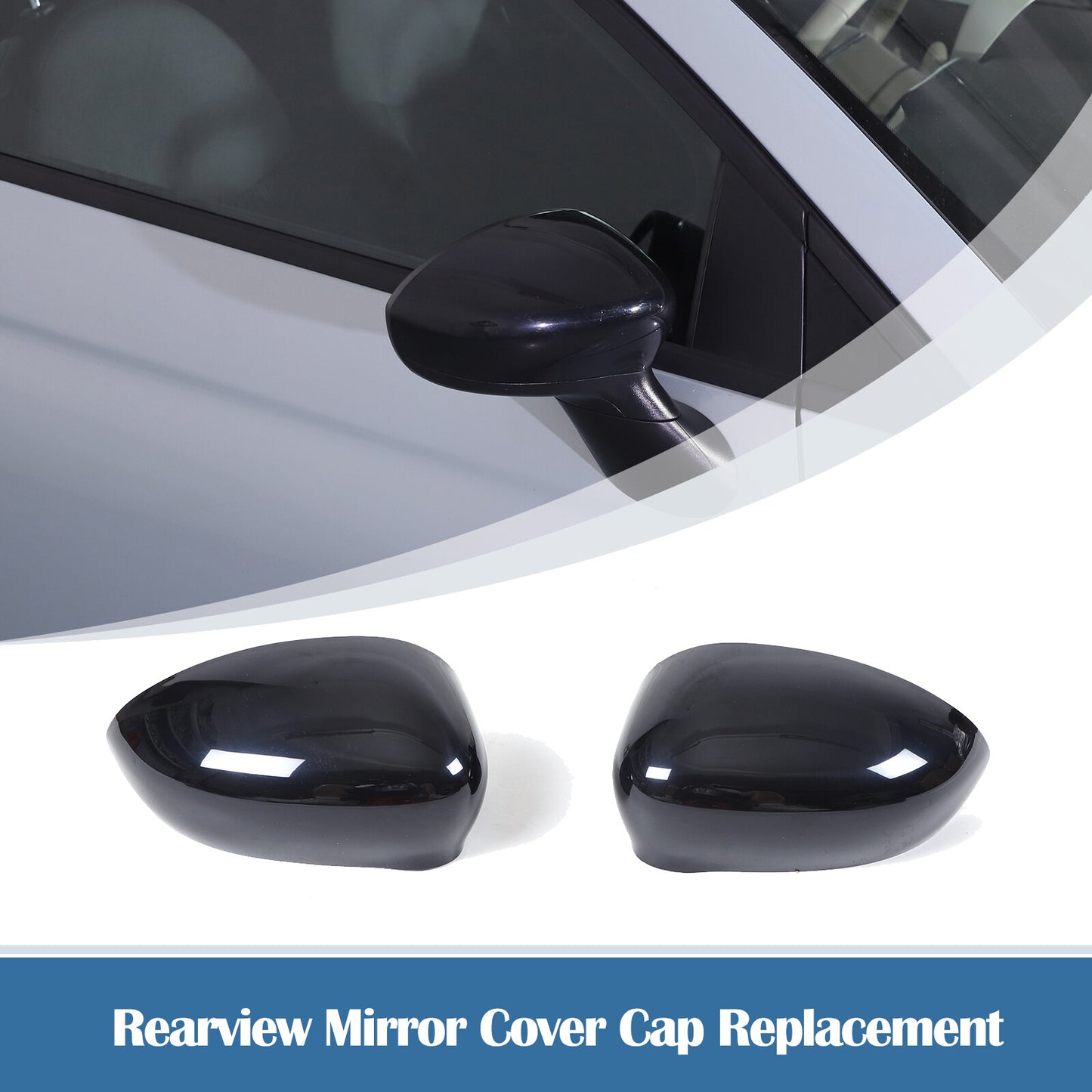 Glossy black side door mirror cover replacement parts for Fiat 500 2007-23