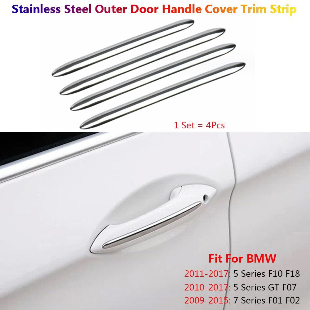 4x Stainless for BMW 5 7 Series F10 F07 F01 Car Exterior Door Handle Cover Trims