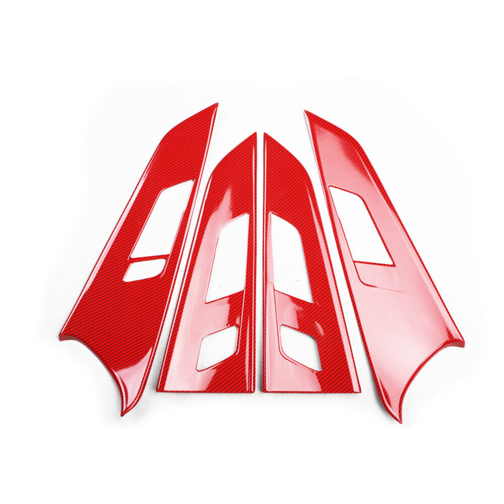 Car Inner Door Handle Cover Trim 4PCS Fit for Audi A5 2017-2019 Red Carbon Fiber