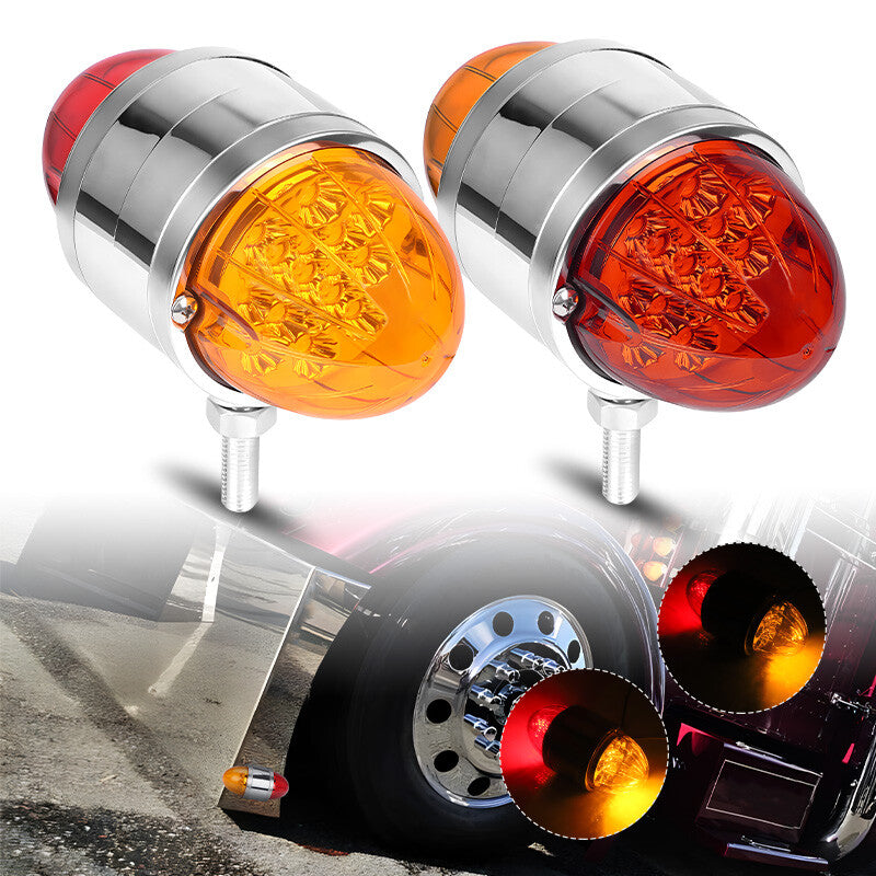 2X Amber/Red LED Dual Face Side Marker Brake Turn Signal Semi Truck Fender Light