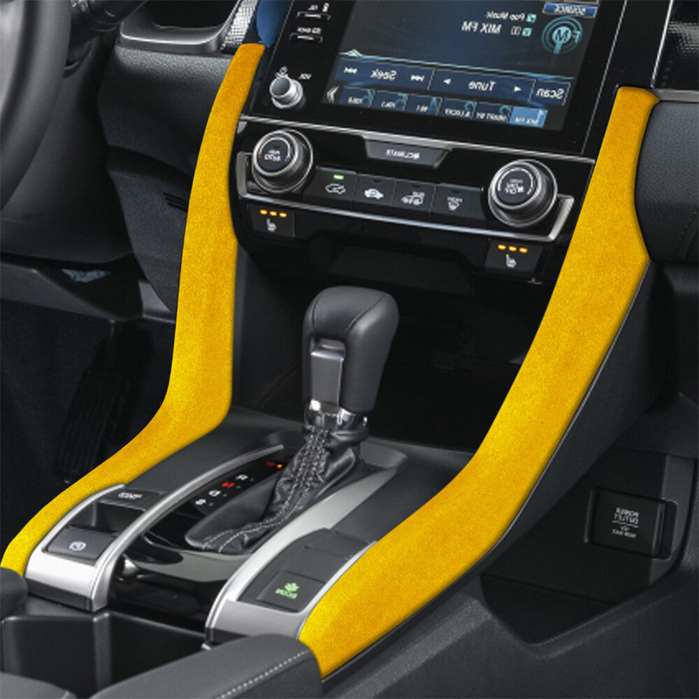 Suede Yellow Central Control Gear Shift Side Panel Cover for Honda for Civic 2016-21