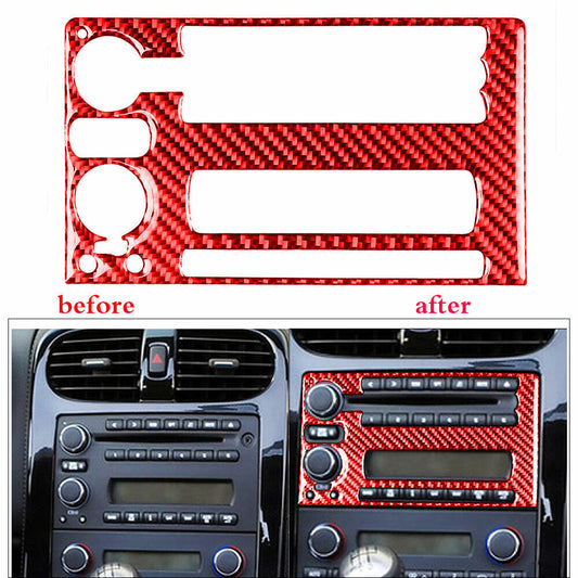 for Chevrolet for Corvette C6 2005-07 RED Carbon Fiber Console Radio CD Panel Trim