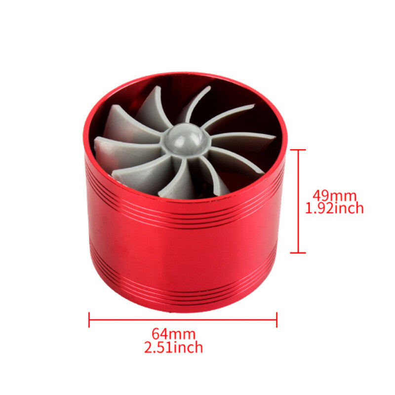 US 2.5-2.9Air Intake Turbonator Single Fan Turbine Fuel Saver Supercharger Red v