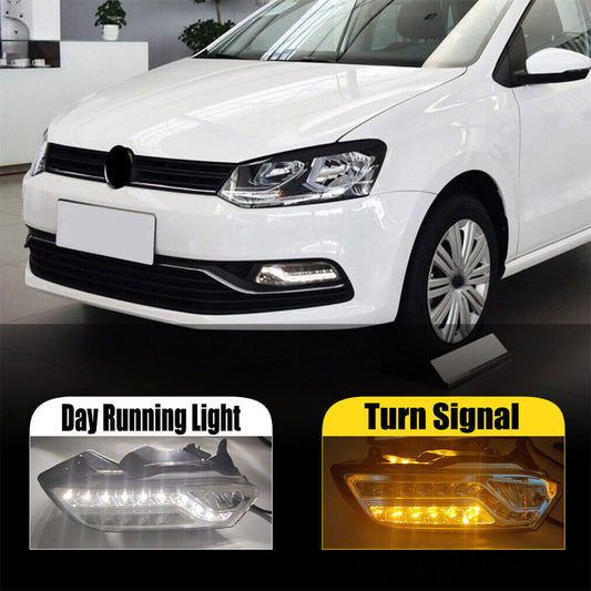 Pair Daytime Running Light LED Fog Head Lamp DRL For Polo 2015-2016 n