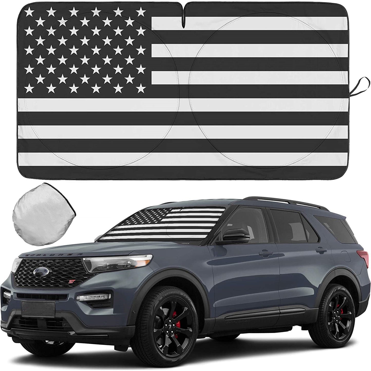 Suitable for car windshield sunshades, American flag UV shields, sun visors - n
