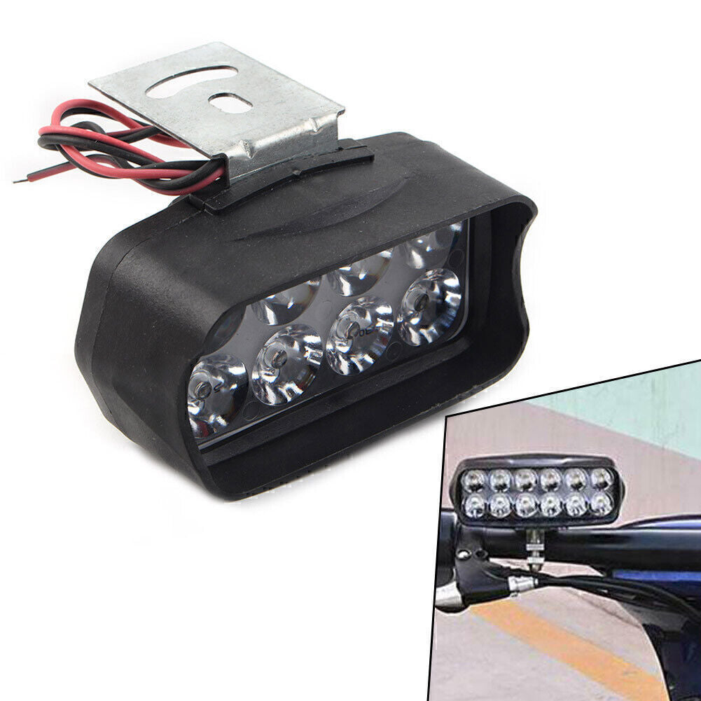 1x Motorcycle Headlight Spot Fog Light 8-LED Headlamp Black for Car UTV ATV
