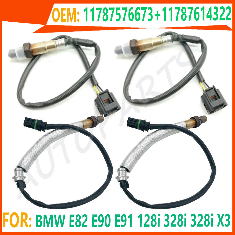4Pcs Up+Downstream Oxygen O2 Sensor for E82 E90 E91 128i 328i 328i 550i X3 n
