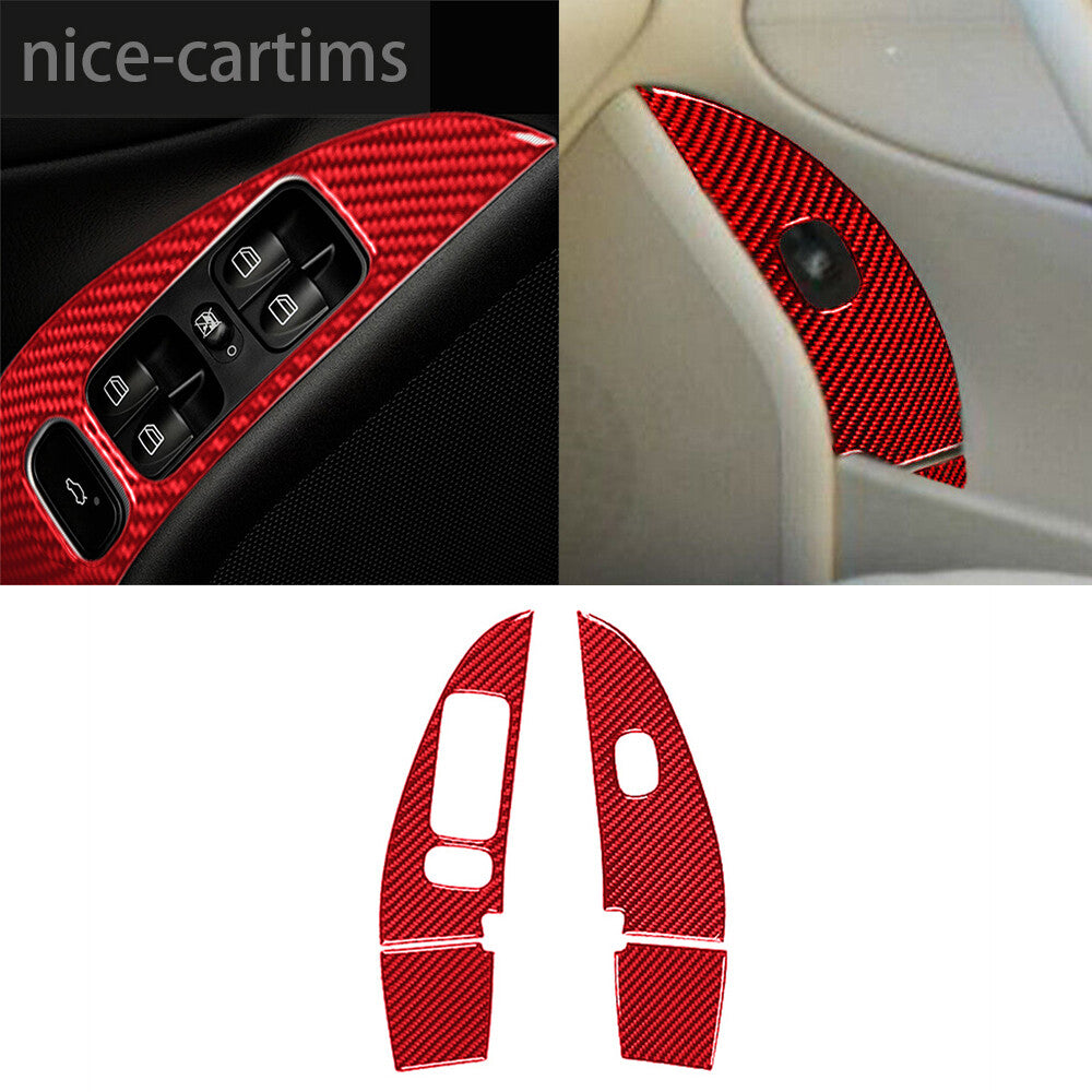 Red Carbon Fiber Window Lift Switch Cover for Mercedes-Benz C Class W203 2005-07