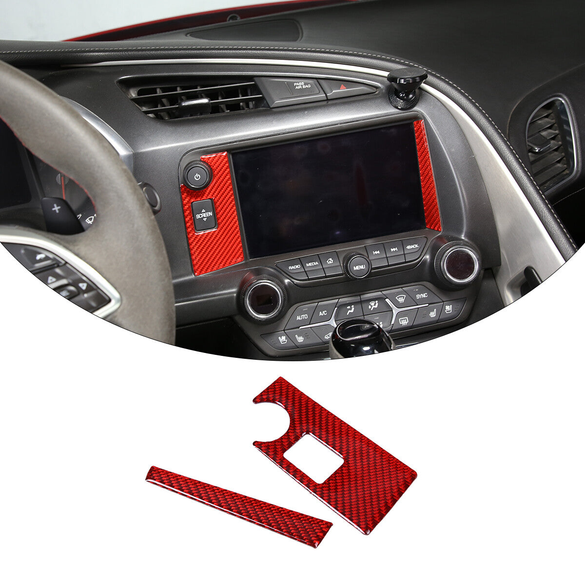 Red center control dual blinker switch lower trim strip for Tacoma 16+- v