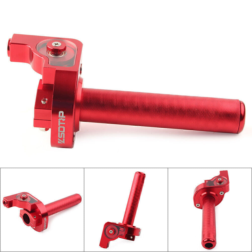Red 7/8 Motor Handlebar CNC Hand Grip Twist Throttle Accelerator Universal