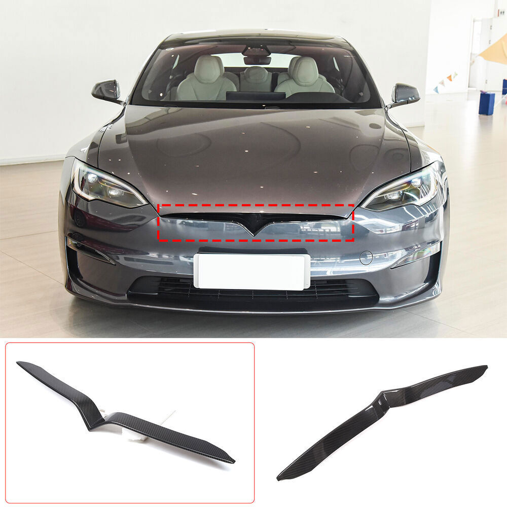 Real Carbon Front Bumper Grille Cover Molding Trim for Model S 2023-2024 n