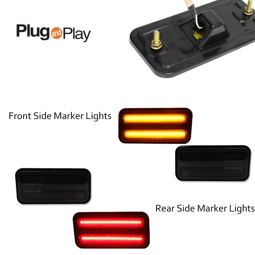 Smoked LED front and rear marker lights in amber red for 70-81 for Pontiac Firebird- v