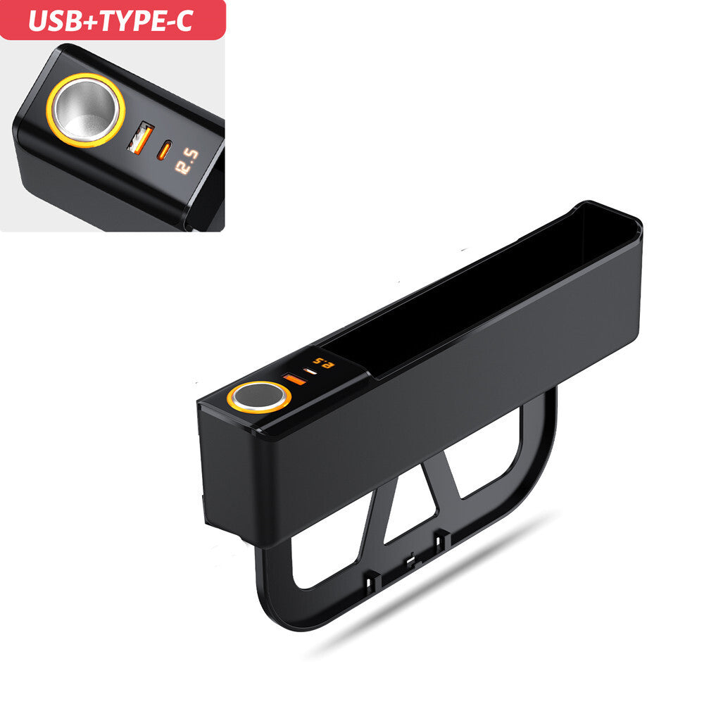 Rechargeable Car Accessories for Seat Gap Storage Box Phone Holder Organizer Black
