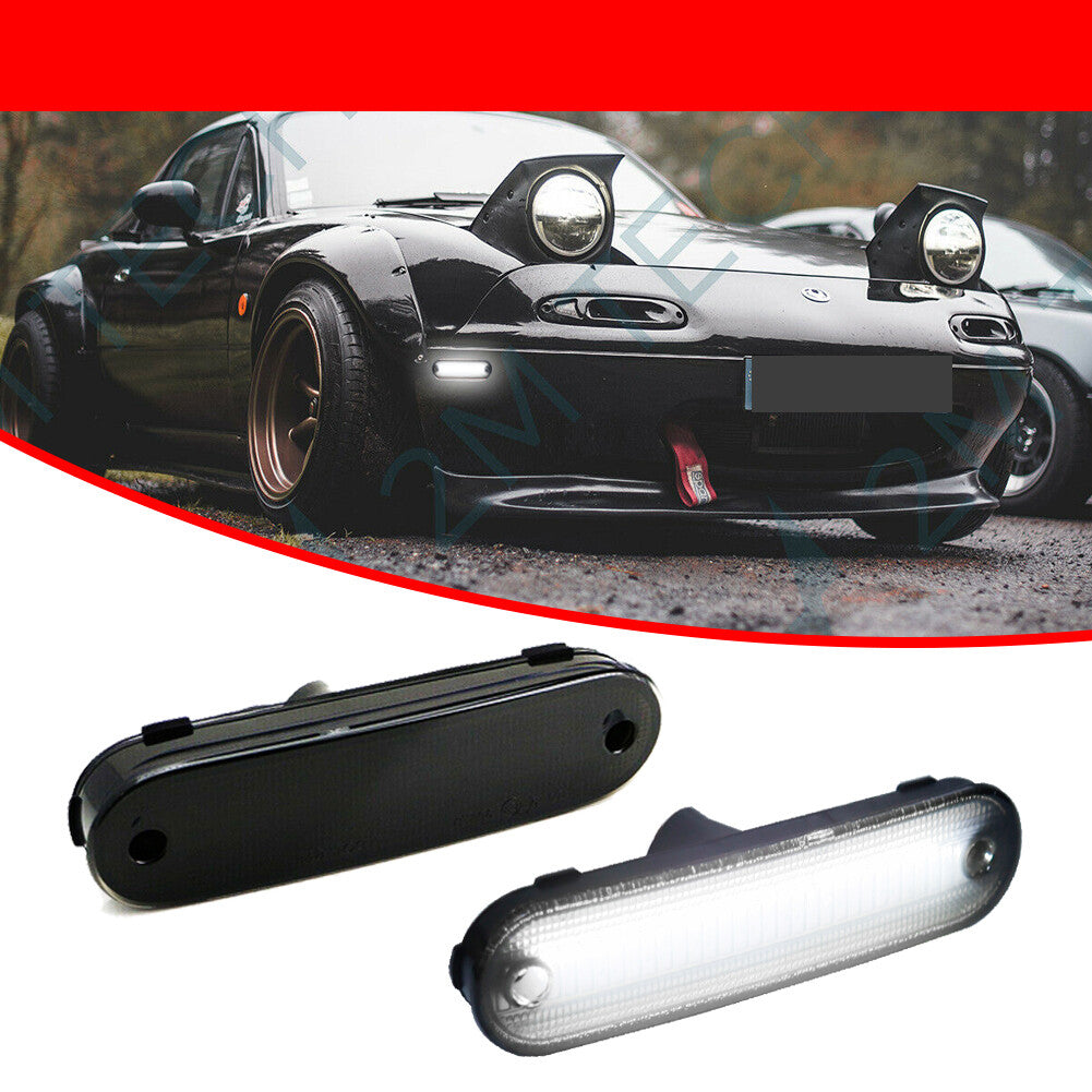 White LED front/rear fender side marker lights for Mazda MX-5 MIATA 1990-2005- v