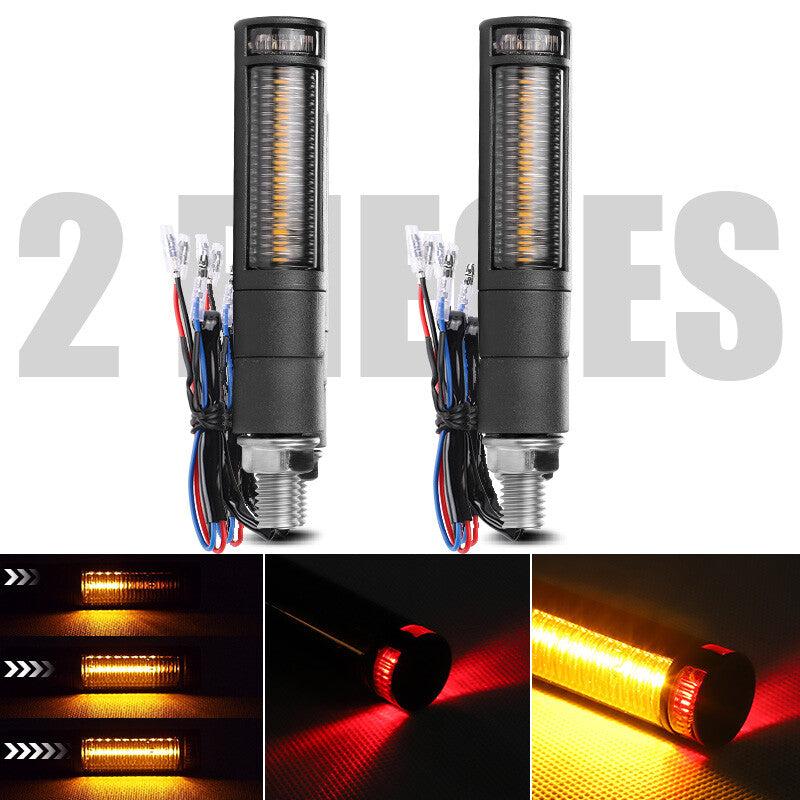 2X Motorcycle LED Flowing Turn Signal Brake Indicator Light Lamp Amber Red M10