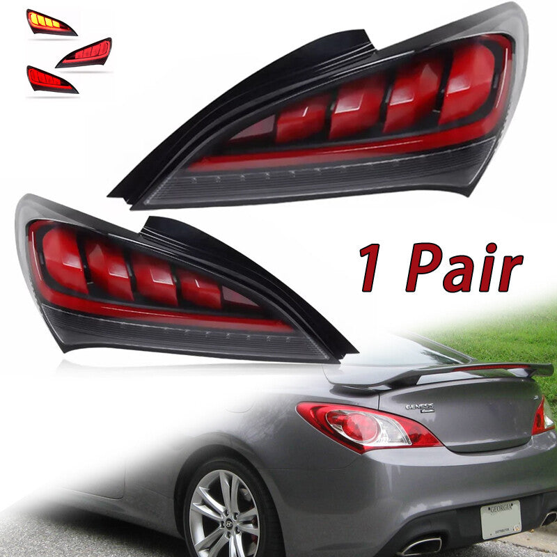 LHRH Shiny Black Sequential LED Tail Lights For 2010-2016 for Hyundai for Genesis Coupe