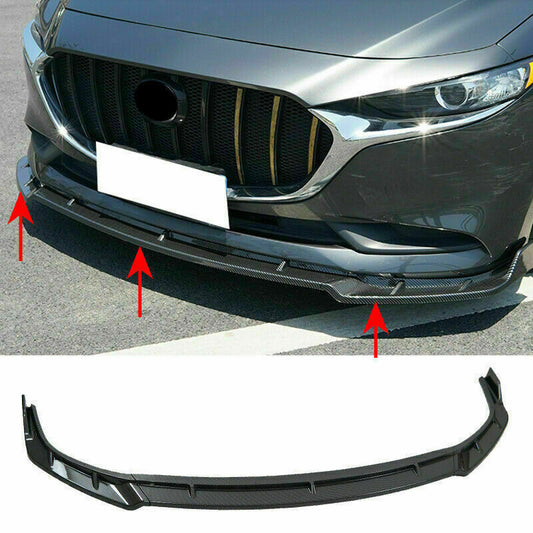 Carbon Fiber Front Bumper Lip Chin Spoiler Body Kit for Mazda 3 Sedan 2019-2024