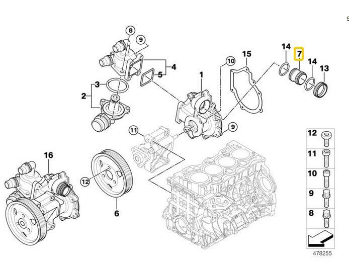 Cooling system connector water pump pipe suitable for E46 E81 E83 E84 E85 E87 E88 E90- n