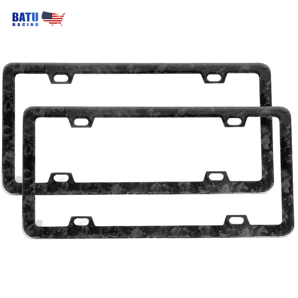 Universal Black Car Front  Rear Forged Carbon Fiber License Plate Frame Cover