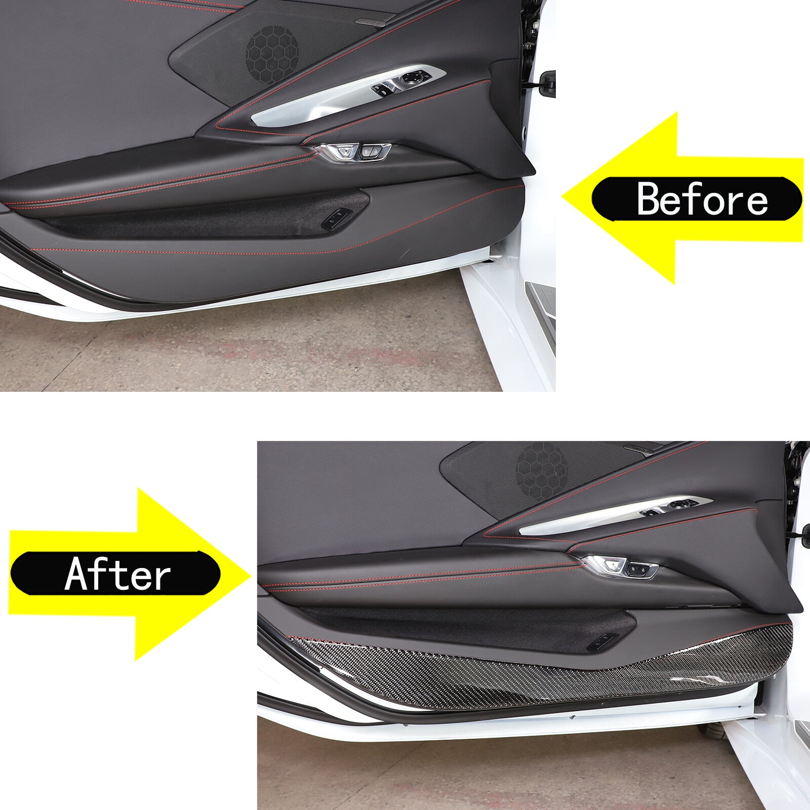 carbon fiber door kick guards for Corvette C8 2020 - 2024 . n