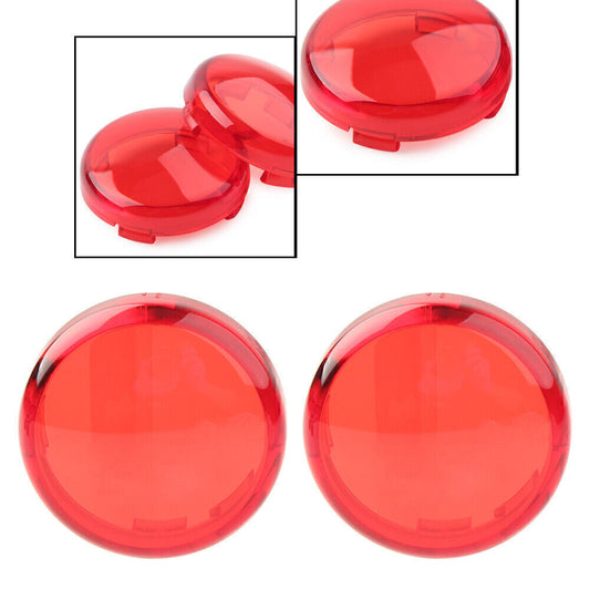 Pair Turn Signal Lens Light Cover Guard for Harley Touring Softail Dyna Red