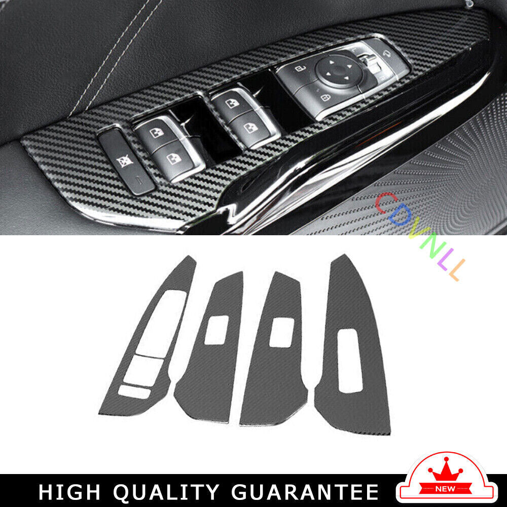 Car Inner Glass Window Lifting Lock Panel Trim for Kia K5 2021-2022 Carbon Fiber