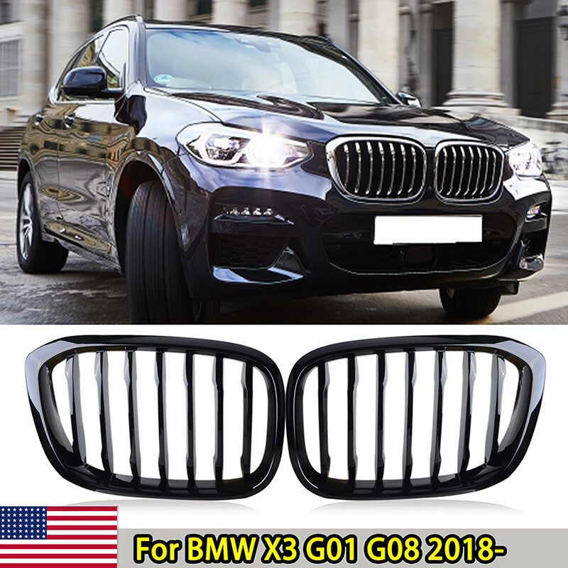 Suitable for X3 G01 X4 G02 2019-2021 Gloos black ABS front bumper kidney grille grill- v
