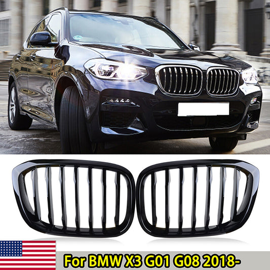 Suitable for X3 G01 X4 G02 2019-2021 Gloos black ABS front bumper kidney grille grill- v