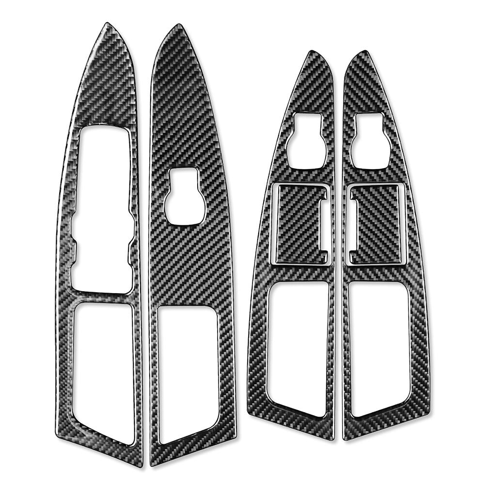 Window Lift Panel Switch Cover Trim Fit for Ford Mondeo 13-17 Carbon Fiber Black LHD