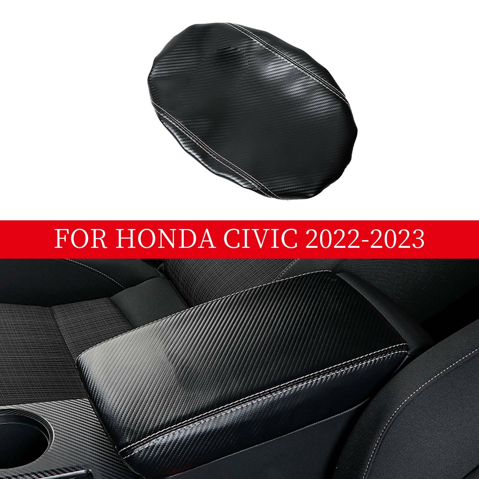 For 11th for Honda for Civic 2022 Console Armrest Box Cover Leather Holster Carbon Style