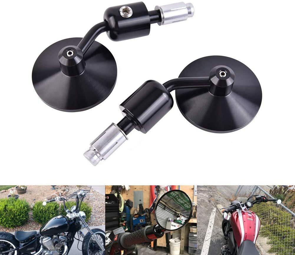 7/8 22MM Handlebar Bar End Motorcycle Rearview Mirror Round Side Mirrors Custom