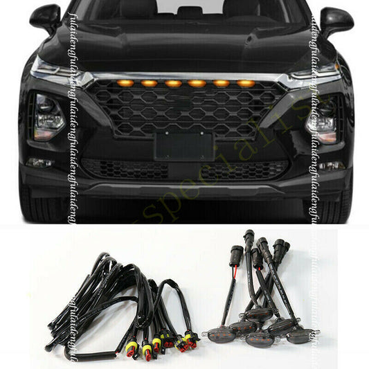 for Hyundai Santa Fe 2019-21 Front Grille LED Light Style Grill Decor 6X