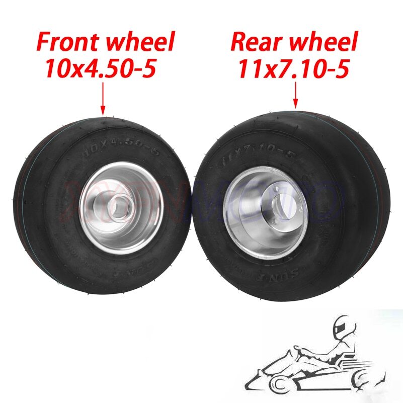 Go Kart Tire Front Wheel 10x4.50-5 Rear Wheel 11x7.10-5 Drift Go Kart Vacuum