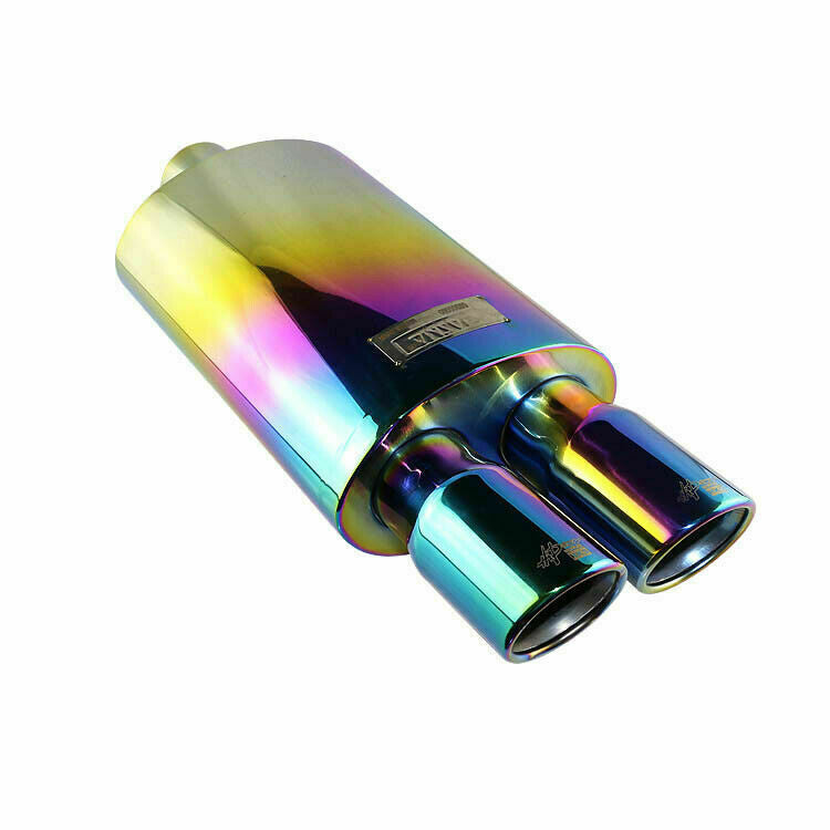 Exhaust Tip 2.5 ID Dual 3 OD Sport Sound Muffler Tip Rainbow Double Wall Tip
