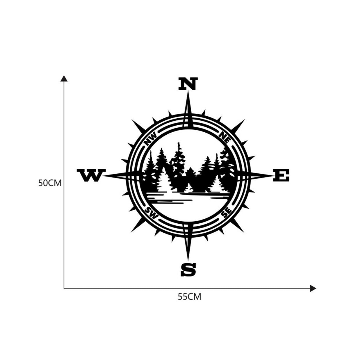 Compass Trees Lake Vinyl Decal -Sticker Fit for Car Truck Bumper Wall Window