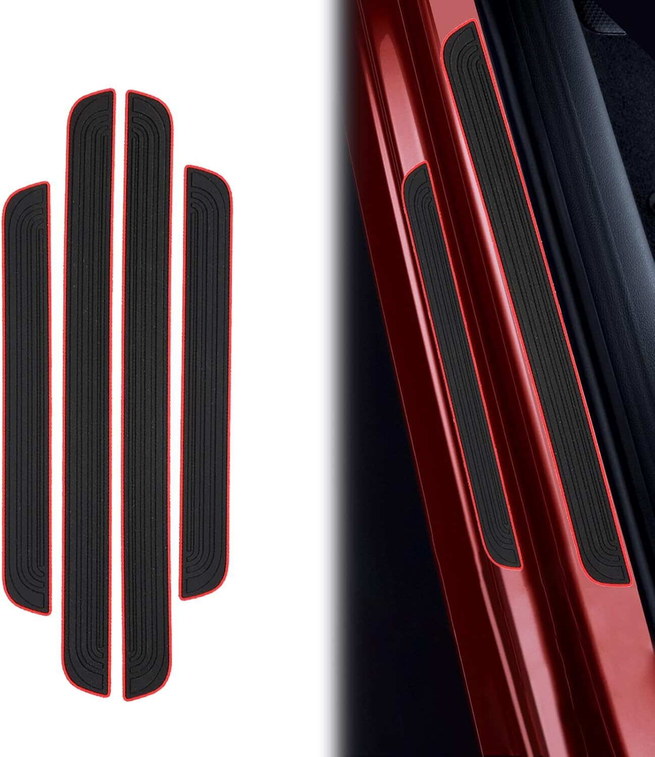 4-Piece Rubber Door Scratch Protection Film for Window Covers, Panels, and Pedals - Black Car SUV Accessories n