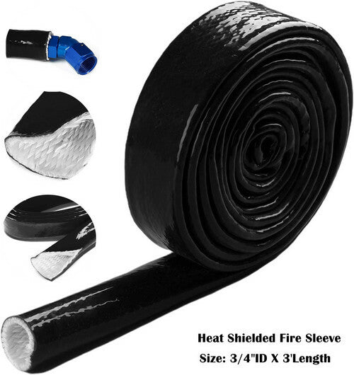 3-foot fireproof braided flame insulation cover, 3/4-inch ID, suitable for 10AN oil fuel line cable.
