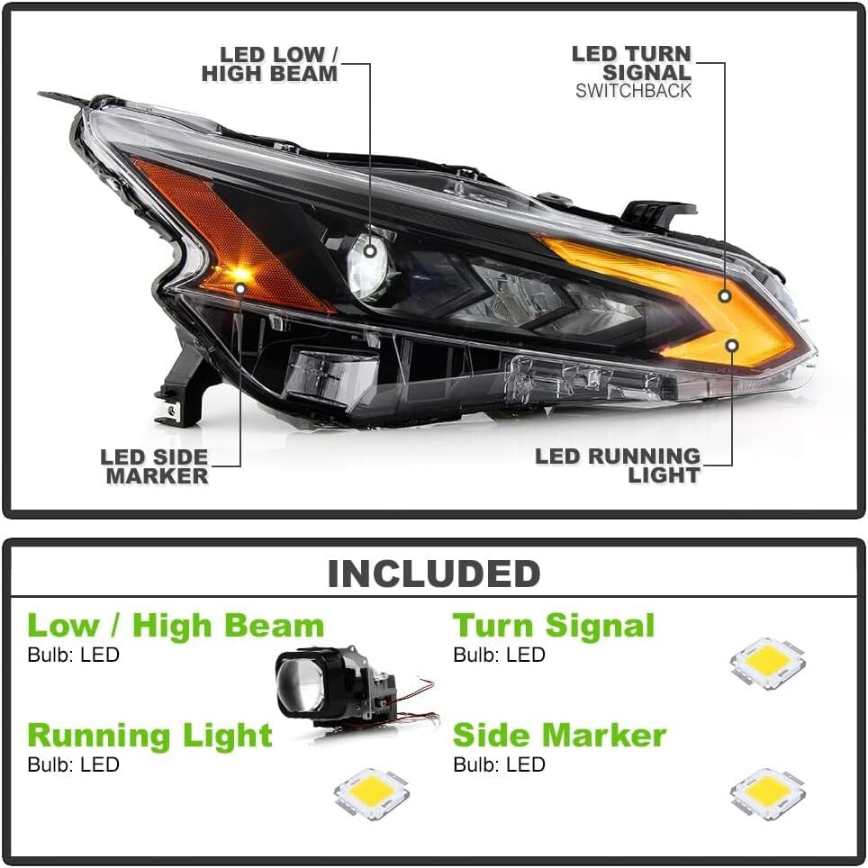 Full LED Projector Headlight For 2023-2024 Altima Headlamp Passenger Side n
