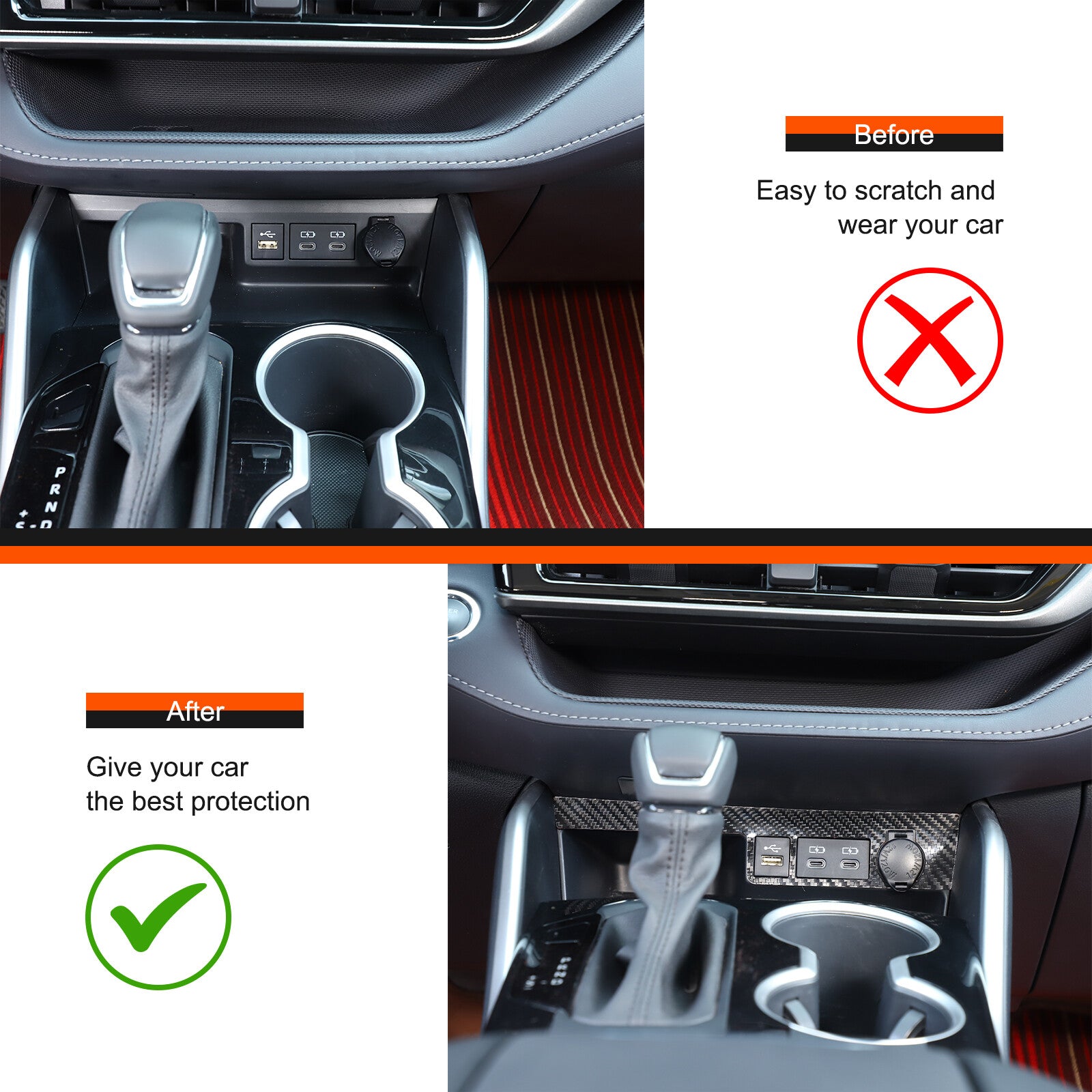 Carbon Center Cigarette Lighter Panel Decor for Highlander 2024-25- n