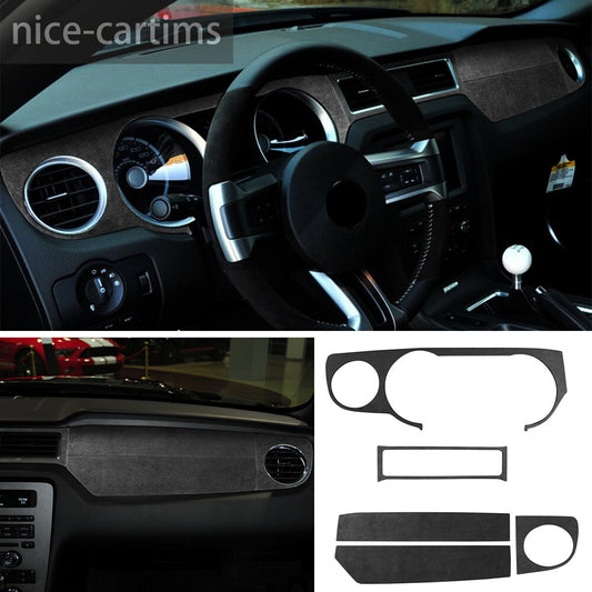 5¡ÁSuede Black Gray Central Control Dashboard Panel Trim for Ford for Mustang 2009-13
