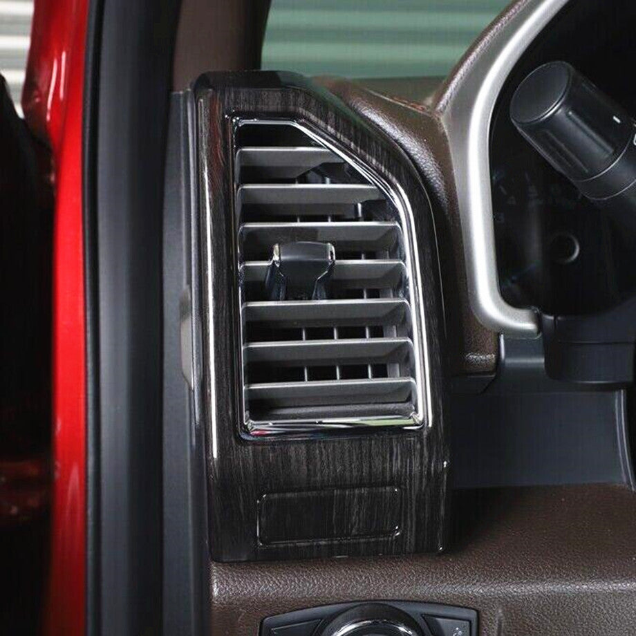 For 15-20 F150 Black Wood Grain Dashboard Side Air Outlet Vent Cover Trim v
