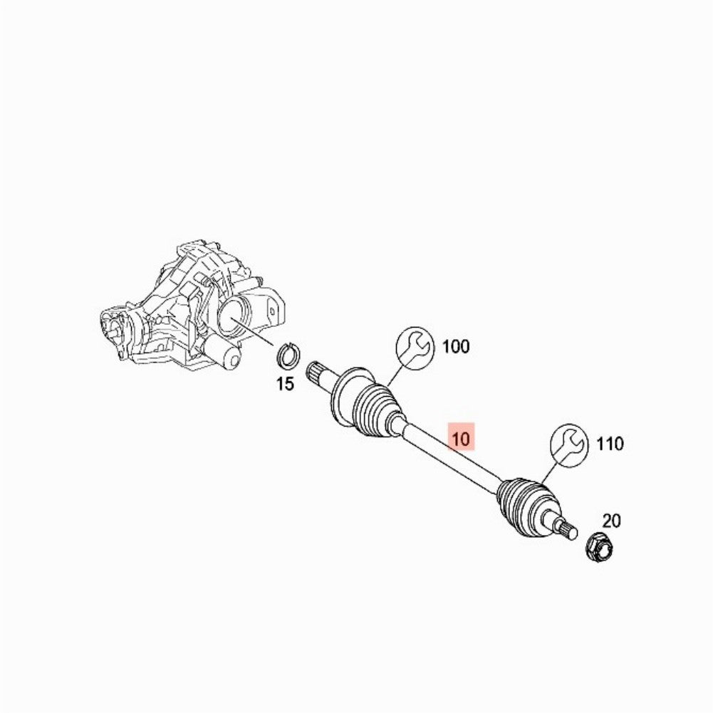 Half Axle Rear Left for Mercedes M W164 2005