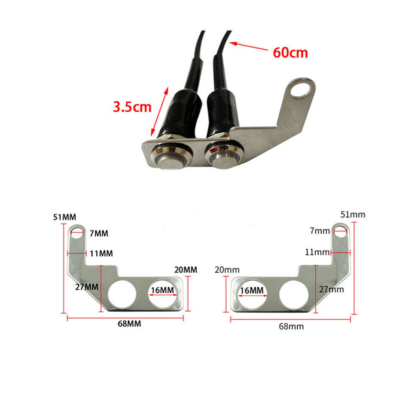 Motorcycle handlebar ON/OFF switch with two push buttons, waterproof LED light, horn. n