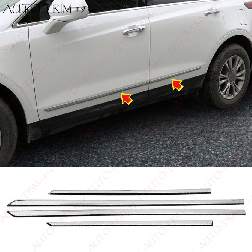 for Cadillac XT5 2017-2023 Chrome Steel Body Door Sill Side Molding Cover Trim